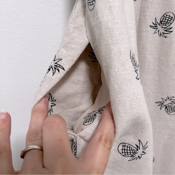 COLDWATER CREEK Linen Tropical Pineapple Print Pull On Wide Leg Pants, size S - Picture 5 of 9